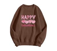 QJDFLL Saint Valentin Sweat-Shirt imprimé Nouveau Pull Ample pour la Saint-Valentin à col Rond Cadeau 1 an(Brun,XL)