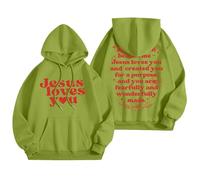 QJDFLL Saint Valentin Sweats à Capuche pour Femmes Sweatshirts Graphiques Word Sweat Tendance Vêtements Preppy Sweat-Shirts Manches Longues Hauts Cadeau de Saint(Vert,S)