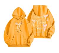 QJDFLL Saint Valentin Sweats à Capuche pour Femmes Sweatshirts Graphiques Word Tendance Vêtements Preppy Sweat-Shirts Manches Longues Hauts Cadeau de(Jaune,XL)