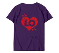 QJDFLL Saint Valentin T-Shirt à Manches Courtes avec imprimé Graphique de la Saint-Valentin pour Hommes et Femmes, décontracté Tendance Jeunes Cadeaux Saint(Violet,M)