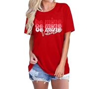 QJDFLL Saint Valentin T-Shirt à Manches Courtes décontracté imprimé Lettre de la Saint-Valentin pour Femme personnalisée(Rouge,3XL)