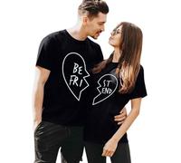 QJDFLL Saint Valentin T-Shirt à Manches Courtes et col Ras du Cou pour Homme, la Mode décontracté, Saint-Valentin Cadeau Couple(Le Noir,XL)