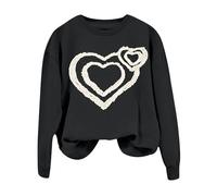 QJDFLL Saint Valentin T-Shirt à Manches Longues et col Rond pour Femme, Haut imprimé, Sweat-Shirt de Rue, Streetwear, entraînement Quotidien Domicile en Plein air(Le Noir,M)