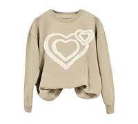 QJDFLL Saint Valentin T-Shirt à Manches Longues et col Rond pour Femme, Haut imprimé, Sweat-Shirt de Rue, Streetwear, entraînement Quotidien Domicile en Plein air(Kaki,S)