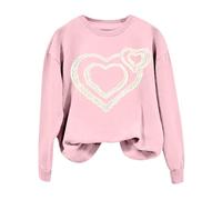 QJDFLL Saint Valentin T-Shirt à Manches Longues et col Rond pour Femme, Haut imprimé, Sweat-Shirt de Rue, Streetwear, entraînement Quotidien Domicile en Plein air(Rose,S)