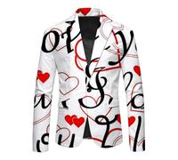 QJDFLL Saint Valentin Veste de Costume décontractée Ample à imprimé Saint-Valentin pour Homme Cadeau(Blanc,3XL)