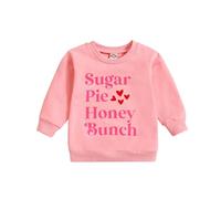 QJDFLL Saint Valentin Vêtements pour bébés garçons et Filles, Hauts à Manches Longues avec Lettres imprimées de la Saint-Valentin, Enfants Cadeau Copain(Rose,6-12 Mois)