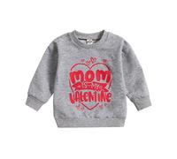 QJDFLL Saint Valentin Vêtements pour bébés garçons et Filles, Hauts à Manches Longues avec Lettres imprimées de la Saint-Valentin, Enfants Cadeau Copain(Grey,3-4 Ans)