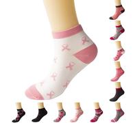 QJDFLL Sensibilisation Cancer du Sein Imprimer Chaussettes Octobre Rose Chaussettes Ruban Rose(Blanc)