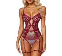 QJDFLL Sexy Ensemble De Lingerie et Confortable Ouverture(Brick Rouge,S)