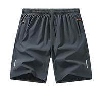 QJDFLL Short de Sport décontracté et Respirant pour Homme, Couleur Unie, avec Poches zippées, pour l'été, pour Le Quotidien (Dark Gray, XXXXL)