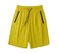 QJDFLL Short d'été décontracté pour Femme, léger, Taille Moyenne, avec Poches, pour Le Quotidien, Le Sport, la Course, Les Vacances, l'escalade, Confortable, Extensible, Respirant (Yellow, M)