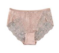 QJDFLL Slip Rouge Enfant Creux sous Vêtements Dos Taille Dentelle Mi Haute Respirant Élargi Ceinture Ventre Mémoires Culottes Body Naissance Papy(Rose,XXL)