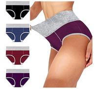 QJDFLL Solid Women Culottes de Bikini Pack 4 Briefs Patchwork Knickers U sous-vêtements(Multicolore,5XL)