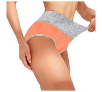 QJDFLL sous-vêtements Culottes Slips Solides Bikini Femmes Briefs Patchwork(Orange,L)