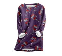 QJDFLL Sweat à Capuche Manches Longues et col Rond pour Femme, imprimé la Mode, décontracté, Polaire(Violet,XXL)