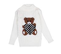 QJDFLL Toddler Kids Baby Girls Solid Cartoon Print Knit Pullover Crochet Tops(Blanc,3-4 Ans)