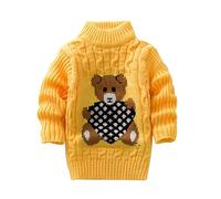 QJDFLL Toddler Kids Baby Girls Solid Cartoon Print Knit Pullover Crochet Tops(Jaune,6-7 Ans)