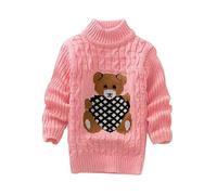 QJDFLL Toddler Kids Baby Girls Solid Cartoon Print Knit Pullover Crochet Tops(Rose,6-7 Ans)