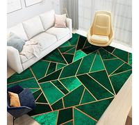 QJDTZMD Tapis Chambre Tapis de Salon Style Moderne Tapis Lignes dorées géométriques Vert foncé Vert émeraude Tapis de Salon Doux à Poils Courts Tapis 60 X 110 Cm