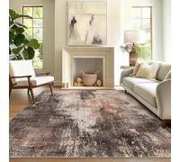 QJDTZMD Tapis Couloir 110 x 190 cm Salon Antidérapant Lavable Moelleux Décoration d'intérieur Tapis pour Chambre Abstract Modern Beige Brown Orange Gray Black