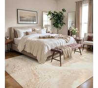 QJDTZMD Tapis de Salon 140 x 230 cm Moquette Couloir Lavable Antidérapant Intérieur Poils Courts Tapis pour Chambre Modern Traditional Beige Green Brown White