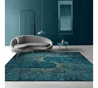 QJDTZMD Tapis de Salon Chambre Design Ligne Or Clair Vert foncé émeraude, rectangulaire, 130 x 150 cm Tapis de Salon Tapis Antidérapant Intérieur Moelleux pour Salon Chambre