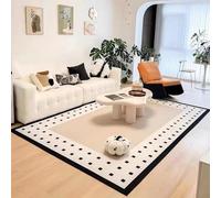 QJDTZMD Tapis Moderne 130 x 180 cm Tapis Antidérapant Poils Courts Lavable en Machine pour Cuisine Couloir Chambre à Coucher Salon Géométrique Moderne Noir Blanc Beige