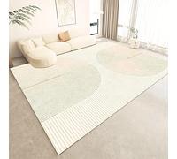 QJDTZMD Tapis Moderne 150 x 180 cm Tapis Antidérapant Poils Courts Lavable en Machine pour Cuisine Couloir Chambre à Coucher Salon Lignes géométriques Modernes Beiges
