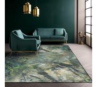 QJDTZMD Tapis Moderne 150 x 200 cm Tapis Antidérapant Lavable en Machine Doux Décoratif pour Bureau Salon Chambre à Coucher Dortoir Abstrait Moderne Vert Jaune