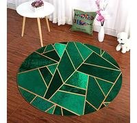 QJDTZMD Tapis Rond Tapis de Salon, Lignes dorées géométriques Vert foncé Vert émeraude, pour Le Salon, la Salle à Manger, la Chambre à Coucher, Le Bureau, Les Pique-niques en Plein 150CM