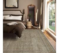 QJDTZMD Tapis Salon 120 x 170 cm Chambre Antidérapant Poils Ras Tapis Doux en Lavable pour Couloir et Cuisine Modern Traditional Beige Green Brown White