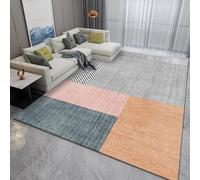 QJDTZMD Tapis Salon 120 x 170 cm Chambre Antidérapant Poils Ras Tapis Doux en Lavable pour Couloir et Cuisine Lignes géométriques Modernes Orange Gris