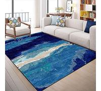 QJDTZMD Tapis Salon 120 x 170 cm Moderne Antidérapant Poils Ras Tapis Doux en Lavable pour Couloir Chambre et Cuisine Encre Moderne Bleu Rose