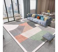QJDTZMD Tapis Salon 120 x 170 cm Moderne Antidérapant Poils Ras Tapis Doux en Lavable pour Couloir Chambre et Cuisine Motif géométrique Abstrait Moderne Gris Rose Vert