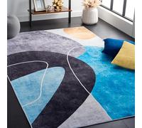 QJDTZMD Tapis Salon 130 x 160 cm Couloir Rectangulaire Tapis Antidérapant Doux Moderne pour Chambre Salle à Manger Bureau Modern Abstract Blue Gray Black Camel