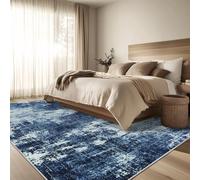 QJDTZMD Tapis Salon 130 x 160 cm Couloir Rectangulaire Tapis Antidérapant Doux Moderne pour Chambre Salle à Manger Bureau Modern Abstract Blue White Beige Brown Gray