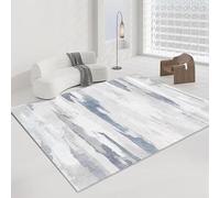QJDTZMD Tapis Salon 130 x 180 cm Tapis Couloir Antidérapant Poils Courts Lavable en Machine pour Cuisine Chambre à Coucher Encre Abstraite Moderne Gris Bleu