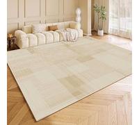 QJDTZMD Tapis Salon 130 x 180 cm Tapis Couloir Antidérapant Poils Courts Lavable en Machine pour Cuisine Chambre à Coucher Encre Beige Abstraite Moderne