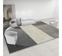 QJDTZMD Tapis Salon 130 x 180 cm Tapis Couloir Antidérapant Poils Courts Lavable en Machine pour Cuisine Chambre à Coucher Lignes géométriques Modernes Noir Beige