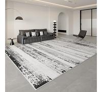 QJDTZMD Tapis Salon 140 x 160 cm Chambre Antidérapant Lavable en Machine Décoration Maison Tapis pour Cuisine Couloir Encre Abstraite Moderne Gris Noir