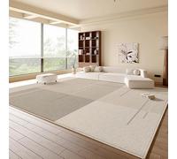 QJDTZMD Tapis Salon 140 x 160 cm Chambre Antidérapant Lavable en Machine Décoration Maison Tapis pour Cuisine Couloir Lignes géométriques Modernes Gris Beige