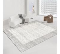 QJDTZMD Tapis Salon 140 x 160 cm Chambre Antidérapant Lavable en Machine Décoration Maison Tapis pour Cuisine Couloir Lignes géométriques Modernes Gris Beige
