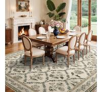 QJDTZMD Tapis Salon 140 x 160 cm Chambre Antidérapant Lavable en Machine Décoration Maison Tapis pour Cuisine Couloir Traditional Floral Beige Brown Green White Black