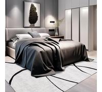 QJDTZMD Tapis Salon 140 x 160 cm Chambre Antidérapant Lavable en Machine Décoration Maison Tapis pour Cuisine Couloir Modern Abstract White Black