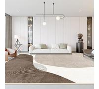 QJDTZMD Tapis Salon 150 x 180 cm Tapis Chambre à Coucher Antidérapant Poils Courts Lavable en Machine pour Cuisine Couloir Lignes géométriques Modernes Blanc Marron