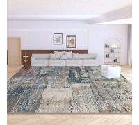 QJDTZMD Tapis Salon 150 x 180 cm Tapis Chambre à Coucher Antidérapant Poils Courts Lavable en Machine pour Cuisine Couloir Encre Abstraite Moderne Bleu Gris