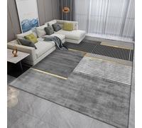 QJDTZMD Tapis Salon 150 x 180 cm Tapis Chambre à Coucher Antidérapant Poils Courts Lavable en Machine pour Cuisine Couloir Lignes géométriques Modernes Noir Gris Jaune