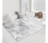 QJDTZMD Tapis Salon 150 x 200 cm Tapis Antidérapant Lavable en Machine Doux Décoratif pour Bureau Chambre à Coucher Dortoir Encre Abstraite Moderne Gris Bleu