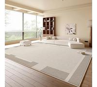 QJDTZMD Tapis Salon 150 x 200 cm Tapis Antidérapant Lavable en Machine Doux Décoratif pour Bureau Chambre à Coucher Dortoir Lignes géométriques Modernes Beige Gris